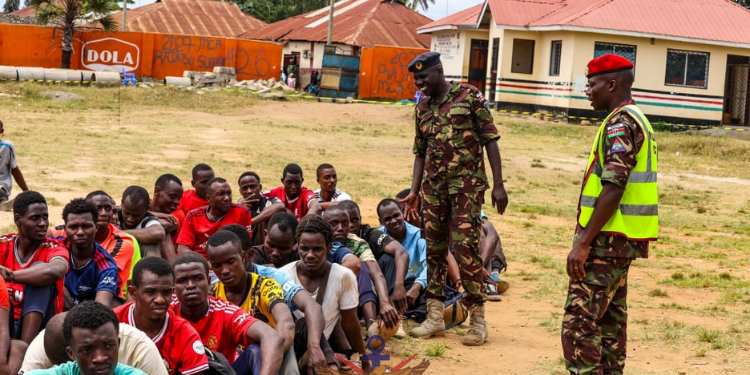 photo of ongoing nationwide recruitment exercise happening in mombasa county. photokdf